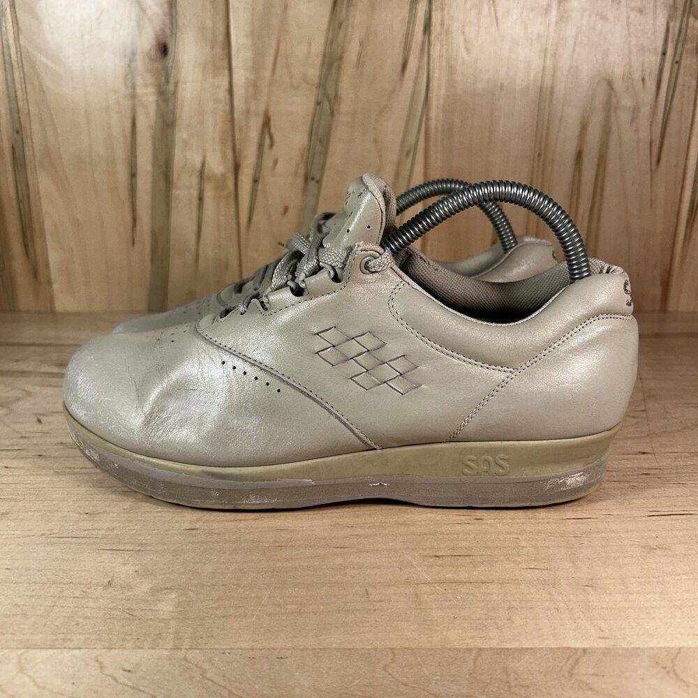 SAS Shoes Free Time Oxford Womens 8M Beige Leather Comfort Sneaker Made in USA